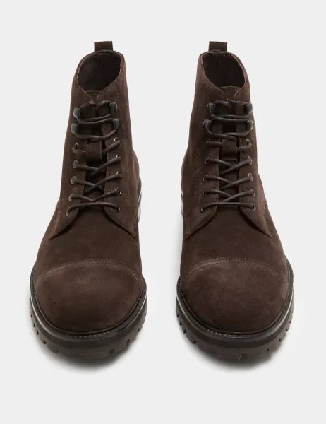 Autograph Suede Toe Cap Boots Dark Brown
