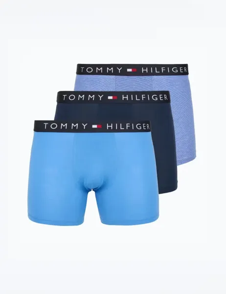 Tommy Hilfiger 3 Pack Cotton Boxer Briefs Blue Mix