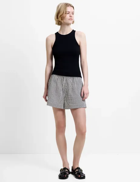 French Connection Pure Cotton Striped Shorts White Mix