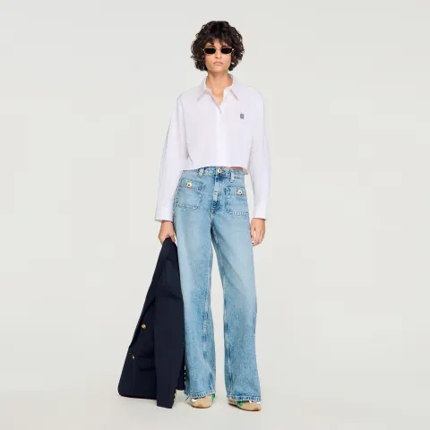 Cropped poplin shirt