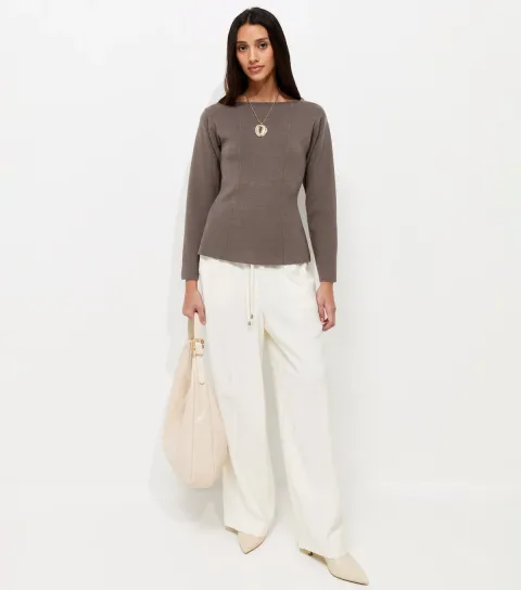 Women's Dark Mink Compact Knit Longline Jumper