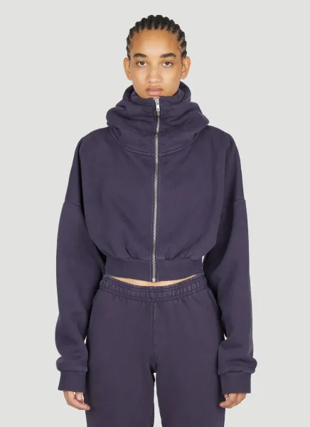 Cropped Hooded Zip-Up Sweatshirt