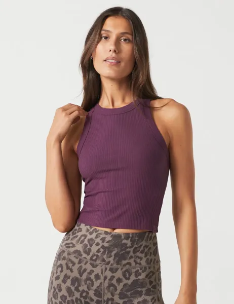Harmony Racerback Crop Tank Top Plum