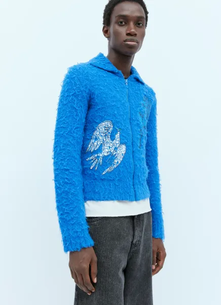 Fluffy Knit Zip-Up Cardigan