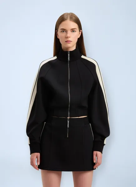 Cropped Neoprene Track Jacket