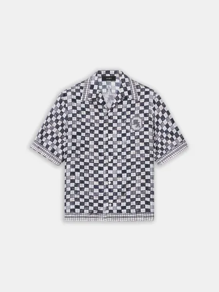 MA CHECKERED BOWLING SHIRT - Taupe