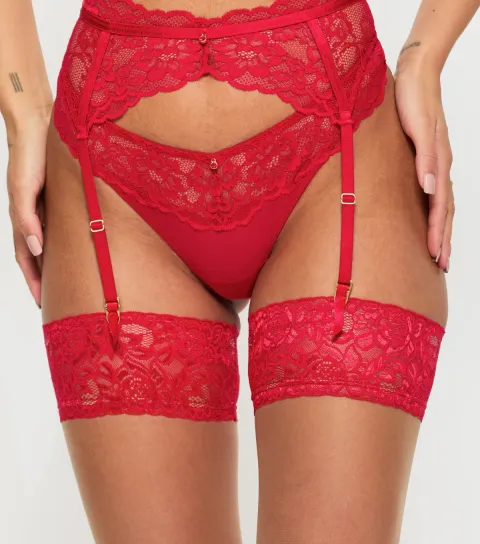Women's Red Lace Suspender Belt