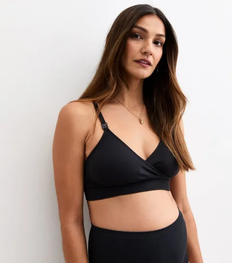 Women's Maternity Black Triangle Clip Nursing Bra