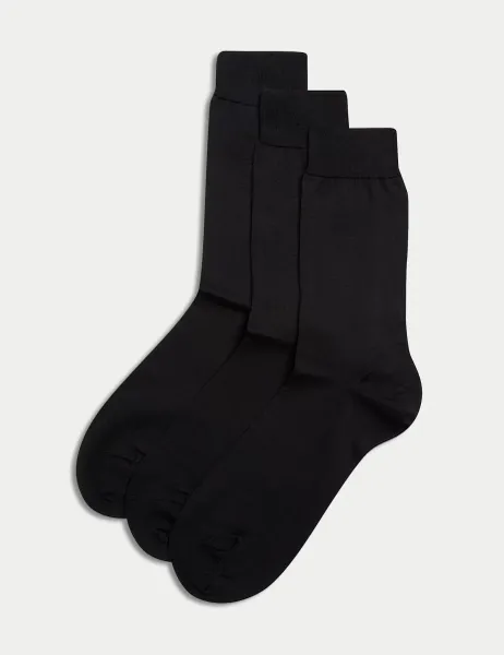 Autograph 3 Pack Pure Cotton Socks Black