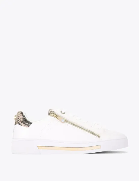 Carvela Animal Print Zip Detail Trainers White