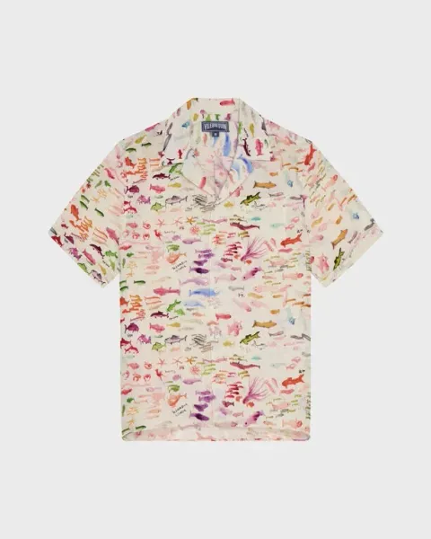 Vilebrequin Men Linen Bowling Shirt Pescador