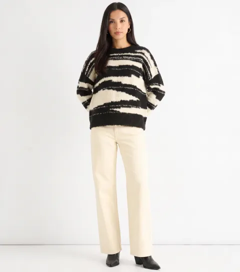 Gini London Women's Black Abstract Knit Jumper