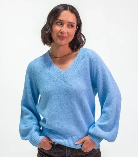 Sunshine Soul Women's Light Blue V-Neck Jumper