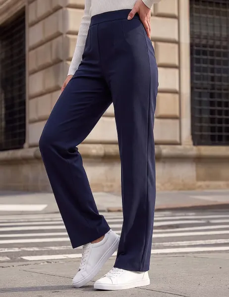 Roman Petite Jersey Straight Leg Trousers Navy