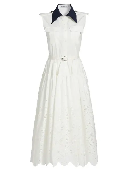 contrast collar dress White