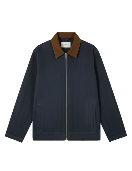 Peregrine Pure Cotton Herringbone Workwear Jacket Navy