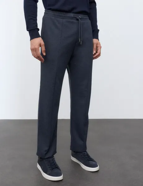 Autograph Elasticated Waist Joggers with Wool Dark Navy