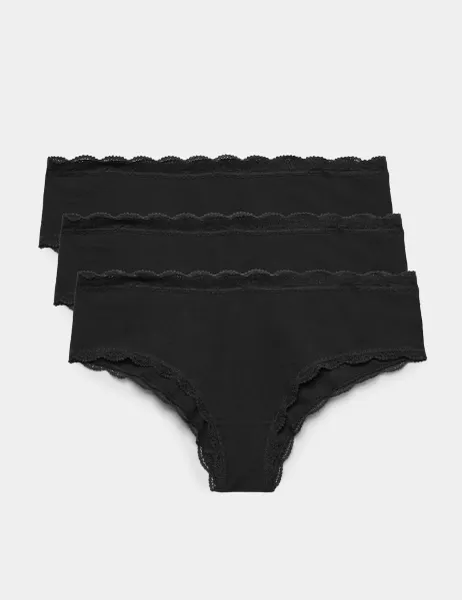 Marks & Spencer 3pk Cotton Rich Hipster Knickers Black