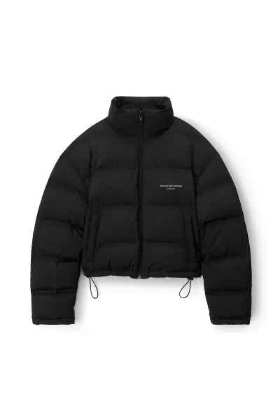 Black Logo Reflective Puffer Coat