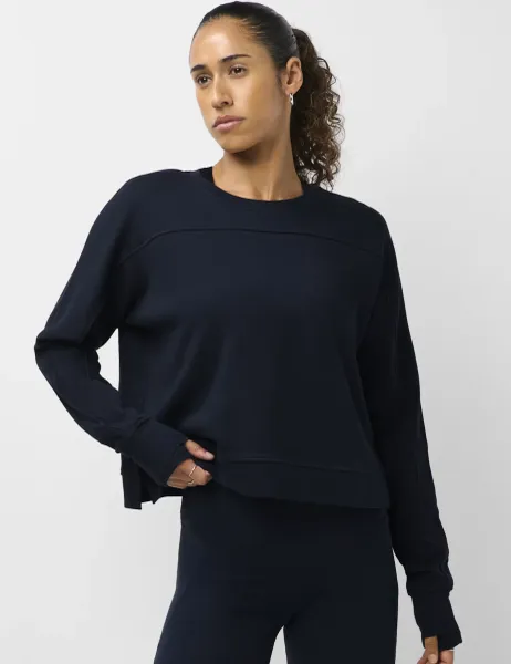 Sweaty Betty After Class Crop Sweatshirt Navy