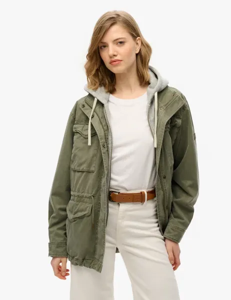 Superdry & Co Jersey Hooded Relaxed Utility Jacket Green