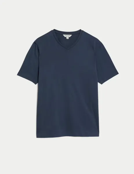 Autograph Pure Supima Cotton V-Neck T-Shirt Dark Ink
