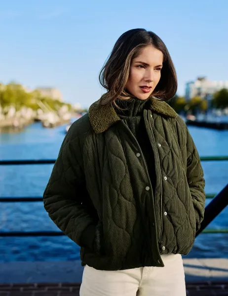 Regatta Cord Quilted Jacket Dark Green Mix