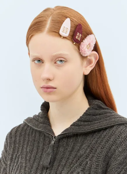Set Of Three Logo Hair Pins