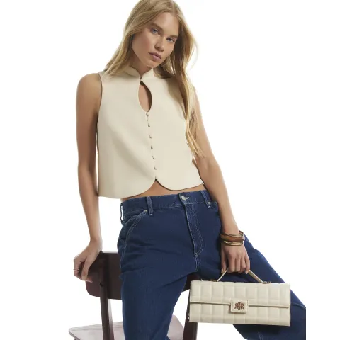 River Island Boxy Stand Up Collar Top