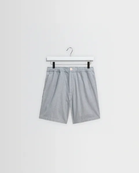 Kurt - Light Blue Herringbone Cotton Shorts