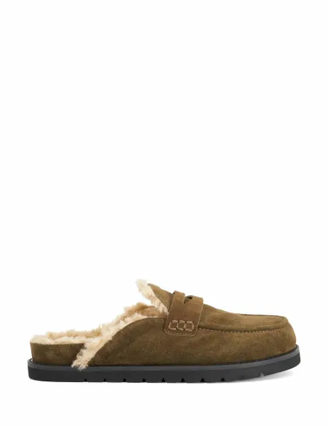 Dune London Suede Slip On Loafers Khaki