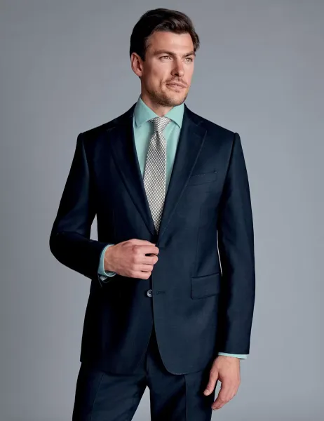 Charles Tyrwhitt Regular Fit Pure Wool Stretch Suit Jacket Navy