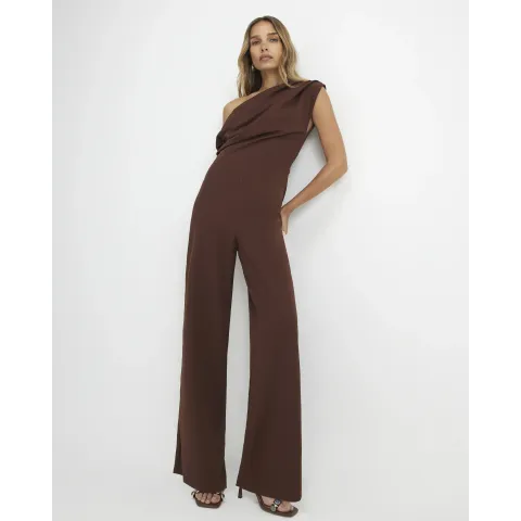 River Island Short Sleeve Asymmetric Drape Jumpsuit
