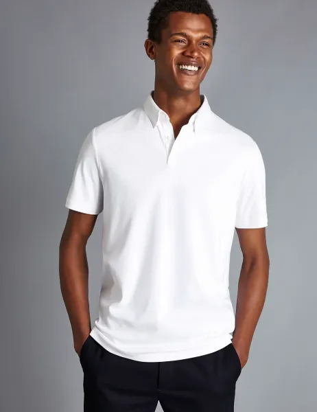 Charles Tyrwhitt Pure Cotton Jersey Polo Shirt White