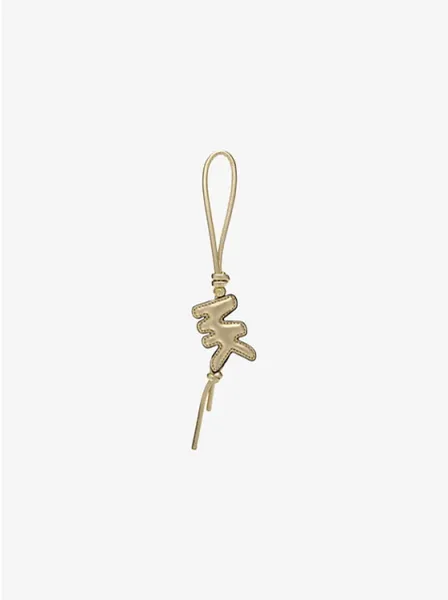 Metallic Puffy Logo Leather Bag Charm