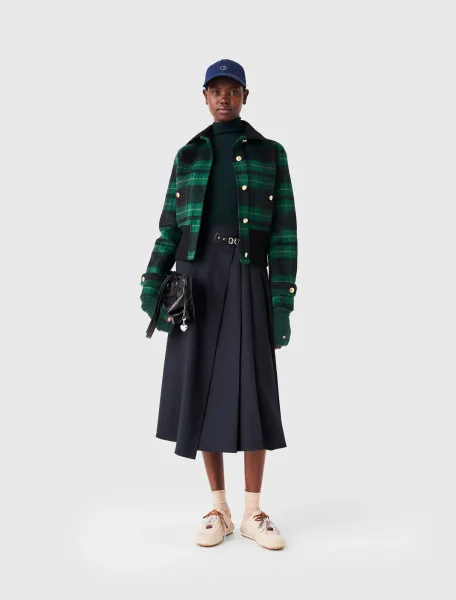 Plaid jacket with a velvet collar