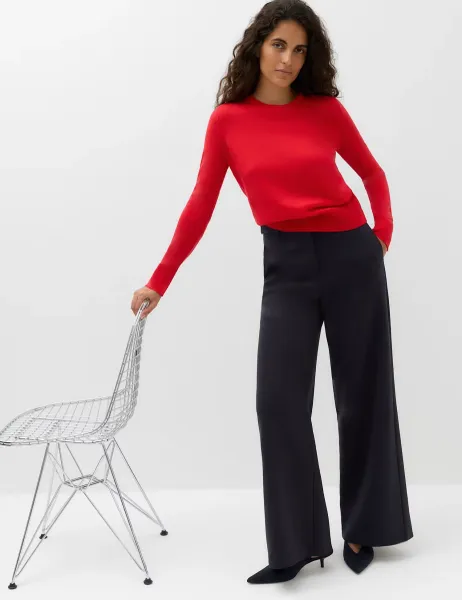 Marks & Spencer Tailored Side Tab Wide Leg Trousers Dark Navy