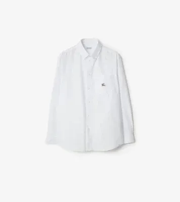 Relaxed Fit Knight Cotton Oxford Shirt in White