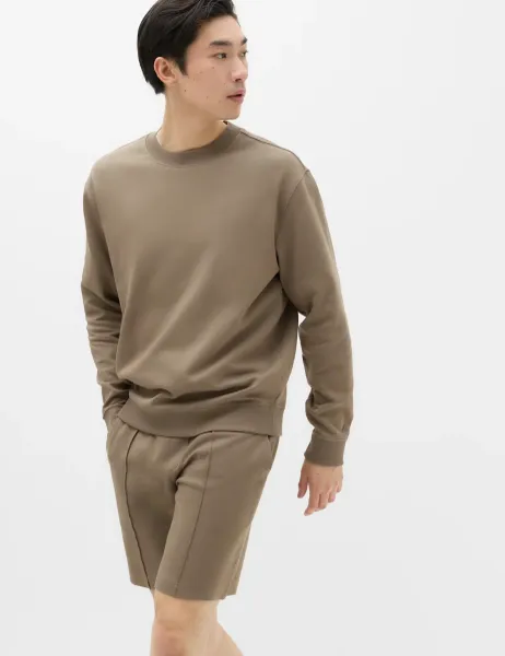 Marks & Spencer Ultimate Cotton Rich Crew Neck Sweatshirt Mocha