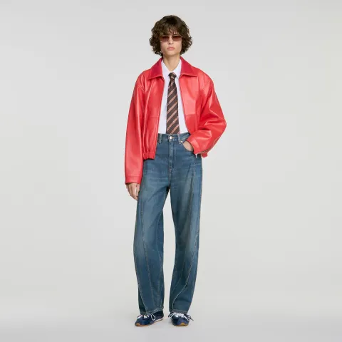 SANDRO Wide-leg topstitched panel jeans