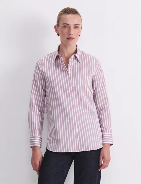 Sportscraft Cotton Rich Striped Shirt with Silk Purple