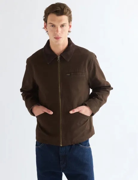 Wrangler Pure Cotton Utility Jacket Brown