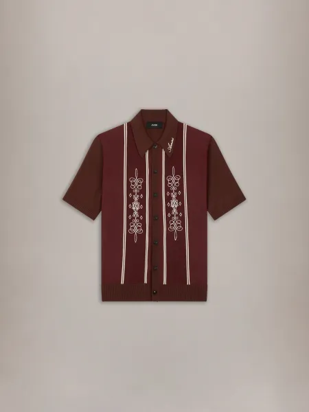 MA PANELED KNIT SHIRT - Brick