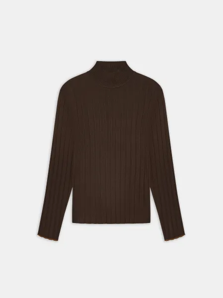 SCRIPT MOCK NECK SWEATER - DARK BROWN