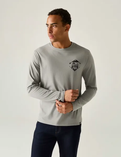 Regatta Cotton Rich Long Sleeve T-Shirt Grey