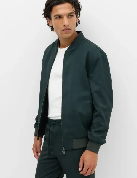 Marks & Spencer Zip-Up Bomber Jacket Dark Evergreen
