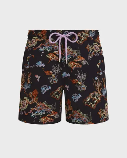 Vilebrequin Men Embroidered Swim Shorts Coral Reef