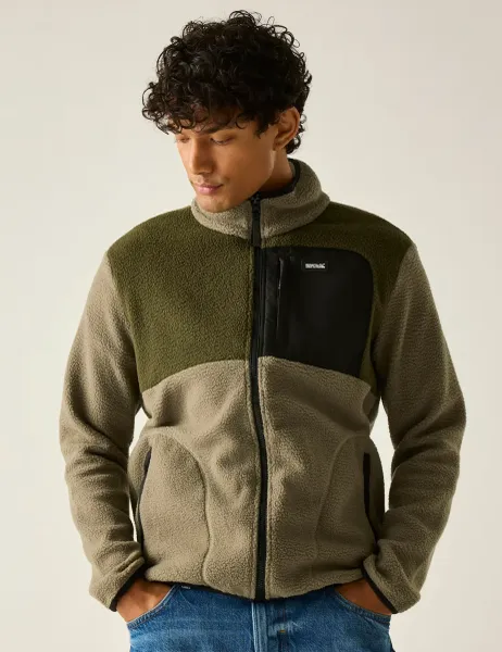 Regatta Frankie Borg Colour Block Up Fleece Khaki