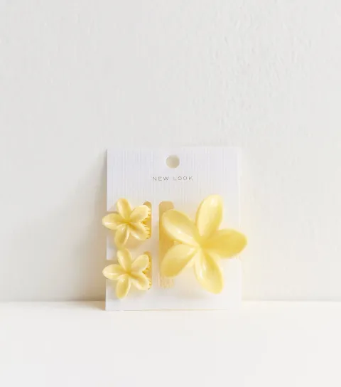 Pack Of 3 Yellow Tropical Flower Hair Clips