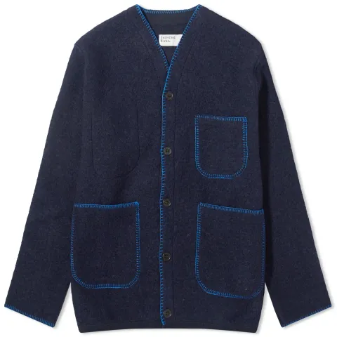 Blanket Stitch Wool Fleece Cardigan